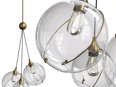 OPEN ORBIT CLEAR GLASS CHANDELIER Low-poly 3D model