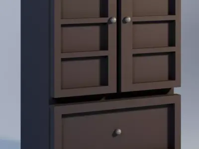 Wardrobe Closet in low poly  Free low-poly 3D model