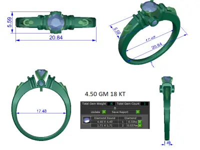 Women Ring  Render 3dm STL OBJ FBX Details 3D print model 360