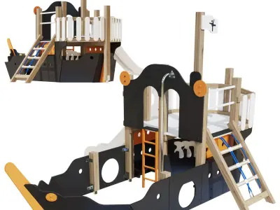 Childrens playground Pirate ship color set 3D model