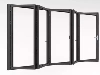 Harmonica accordion 5-Leaf Sliding Aluminum Door  - window frame 3D model