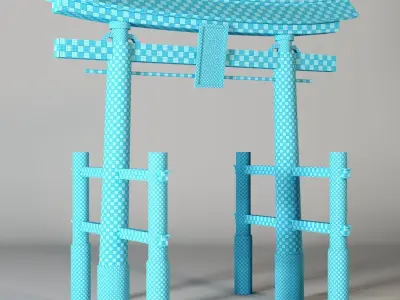 Torii tori gate in japanese style Low-poly 3D model