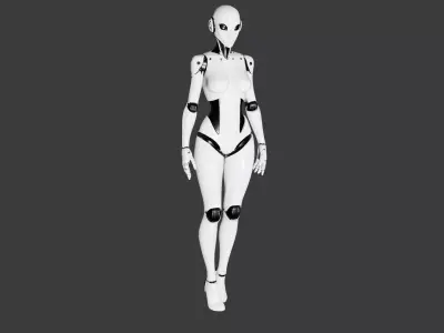Sleek Female Android Robot Model Low-poly 3D model