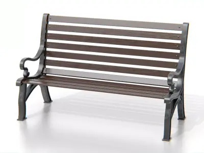 Vintage Park Bench Low-poly 3D model
