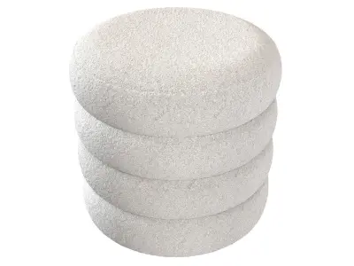 Mecca Boucle Round Storage Ottoman 3D model