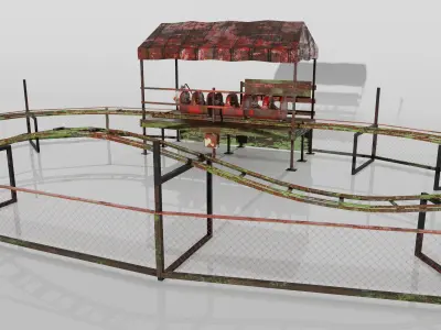 Abandoned Clown Roller Coaster Low-poly 3D model