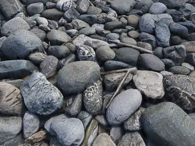 Pebbles ground HQ 3D model