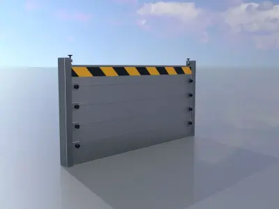 Aluminum Flood Protection Wall 1m x 2m Low-poly 3D model
