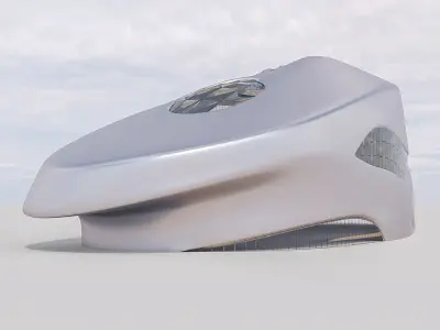 Futuristic building collection 4x 7 3D Model Pack