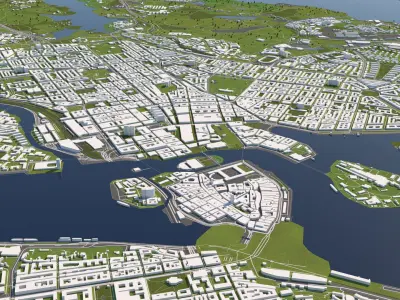 Stockholm Sweden 50x50km 3D City Map 3D model