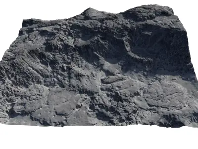 The surface of the crater  The surface of an alien planet 3D model