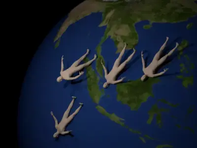 keren group of people floating on earth Free 3D model