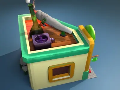 Weed Cannabis marijuana shop Low Poly Blender render  Low-poly 3D model