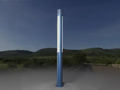 Low-Poly Blue Light Column 23 - Street Light Set-9 Low-poly 3D model