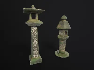 Forest Doro Japanese Lantern Low-poly 3D model