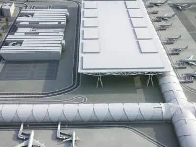 Bangkok - Suvarnabhumi Airport - BKK Low-poly 3D model