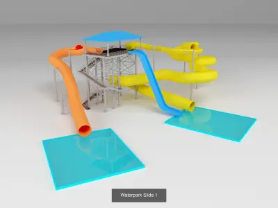 Collection Waterpark Slide 1 3D Model Pack
