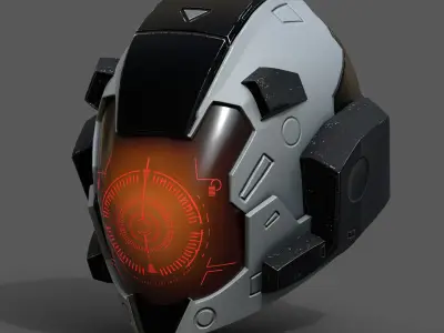 Helmet space cyborg robot military fantasy futuristic  Low-poly 3D model