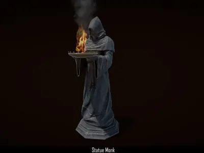  Statue of a monk Low-poly 3D model