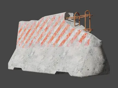 Concrete bariers Low-poly 3D model