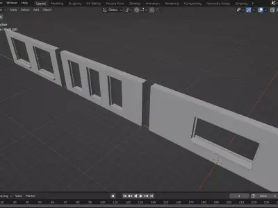 Walls with Windows Free 3D model