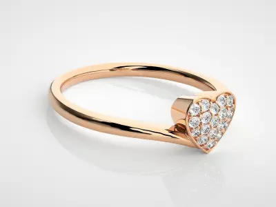 Heart Love Valentine Light wt diamond ring  in US RING SIZES 3D print model