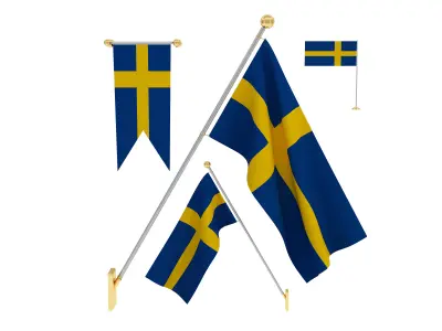 Flags of Sweden 3D model