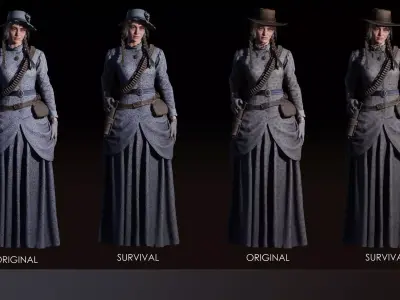 Western Character Kate - Wild West Cowboy Cowgirl Woman Girl Low-poly 3D model