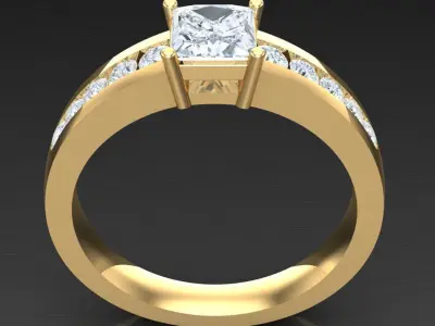 Light Gold Diamond Men Ring 2MR099 3D model