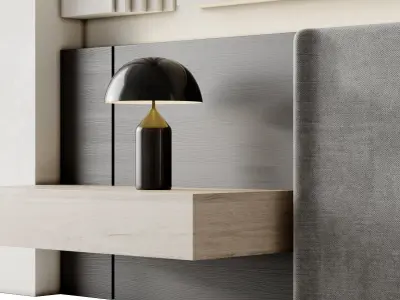 Headboard 3 living room with fireplace 3D model