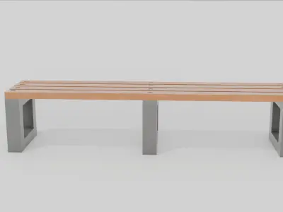 Outdoor Wooden Bench 4 Low-poly 3D model