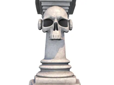 6 Models -Temple Stone Skull Pillars 3D Model Pack