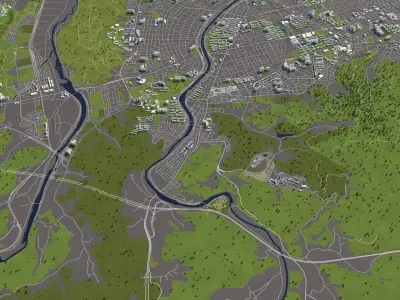 Daejeon South Korea 50x50km City Map 3D model