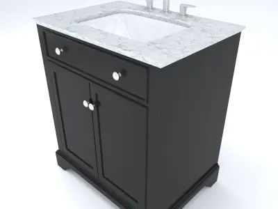 Vanity-002B bathroom vanity with marble top 3D model