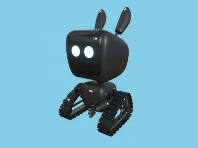 Cute Robot 02 - Black 03 Faces - Character Design Fashion Low-poly 3D model