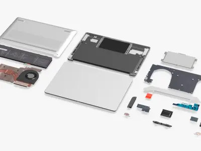 Disassembled Notebook Hardware Layout Gray 