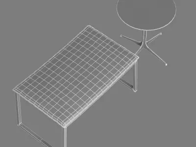 cb2 triumph chalk ottoman and custom made round side table with  3D model