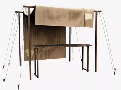 Market Stall Cotton Low-poly 3D model