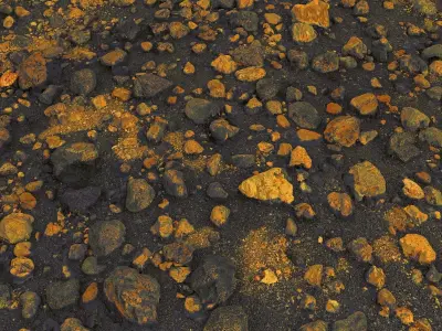 Desert of golden stones Low-poly 3D model