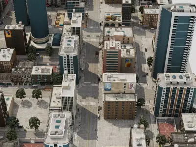 Modern City Buildings Pack Skyscrapers Low Rise Construction Low-poly 3D model