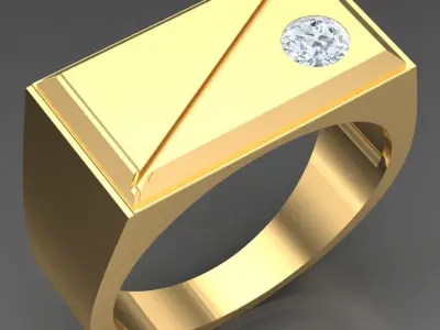 Light Gold Diamond Men Ring 2MR058 3D model