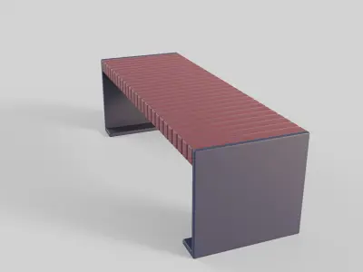 Cartoon Bench 9 Low-poly 3D model