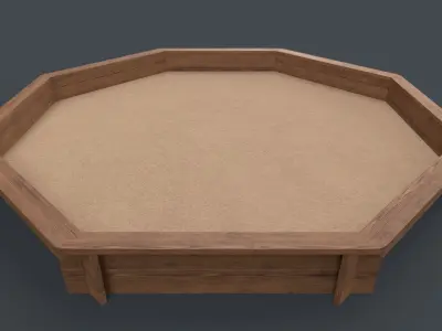 PBR Outdoor Wooden Sandbox Octagon D Low-poly 3D model