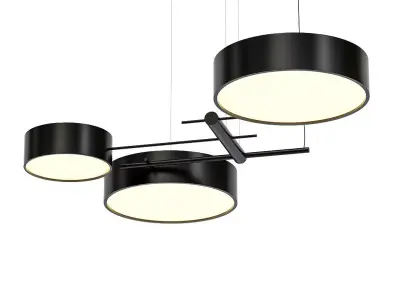Excel three circular pendant lights hanging from ceiling 3D model