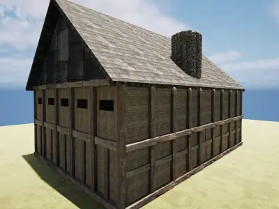 Mega Celtic Medieval Tavern Two Storey Exterior Interior 3D model