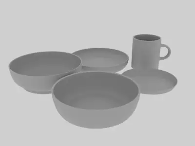 Minimalist CGI Tableware Set 3D model