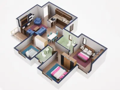 3D Floor Plan Model 48 3D model