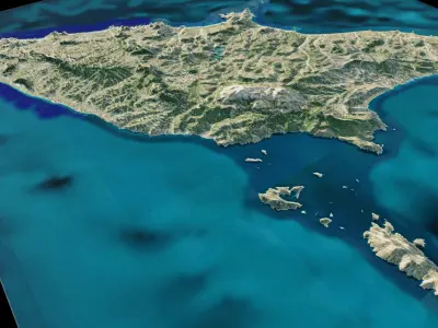 Rhodes Island full 3d model terrain 3D model