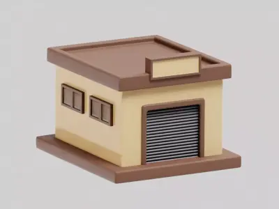 Garage Cartoon Low-poly 3D model
