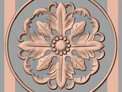 Furniture decoration round flower 3D STL model for CNC E939 3D model